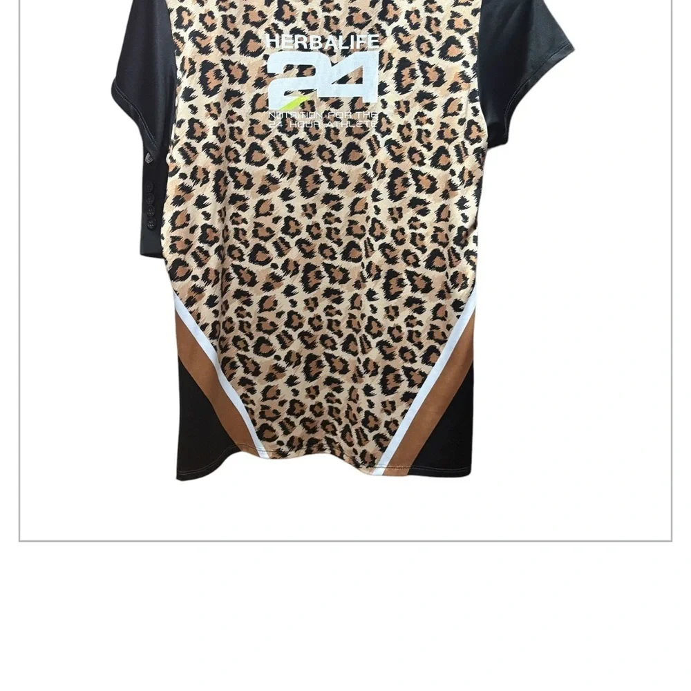 Herbalife Leopard Print Women’s V-Neck T-Shirt SZ XL